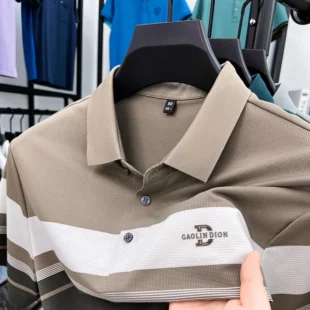 Personality letter embosse men's short sleeve polo shirt high-end brand fashion color blocked striped breathable new T-shirt top 2 kf S04933d566a0c4d20abd63a3210410b21l