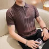 Summer Striped Knitted Polo Shirt for Men Short Sleeve Lapel Knitwear Male Casual Business POLO T-shirts Social Streetwear Tee 7 kf S08e93c0c82fb48c79b5dd4596f636dafy