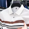 Light luxury brand striped decoration short sleeve polo shirt fashion embossed summer comfort breathable casual men's T-shirt 6 kf S1557b07e6362490a92bff44b7e491240I