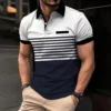 Men's Striped Color Matching Fashionable Golf Sports Polo Shirt, Comfortable and Versatile Men's T-Shirt, Men's Short-Sleeved to 2 kf S1c94d2323cea41ada40eb60df28832daX