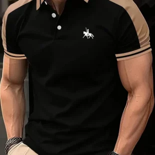 2024 Cross-border summer new European and American muscle men daily casual printed lapel short-sleeved sports Polo shirt 3 kf S276f3d60f05a4c0ebd5e326fa996a43eG