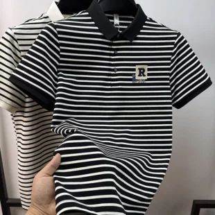 Fashion striped letter embroidered short sleeve polo shirt luxury brand summer new breathable lightweight men's casual T-shirt 3 kf S2a7c5053baa744ecb406d3ba755f16eeC