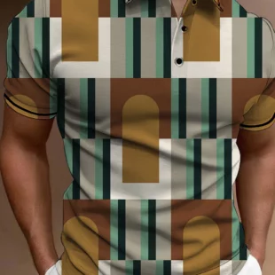 Men's Striped Block Button Polo Shirts Casual Short Sleeves Mens Male Polo Tee Shirt Mens Tops Street Mans Golf Clothing Clothes 3 kf S2f4f0f8922e8420ab59cb02a644d6d10a