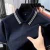 100% pure cotton summer men's striped collar short sleeve fashion hot selling polo shirt high-quality breathable comfort T-shirt 2 kf S30e7a8b115e9440a963ea8534d59d908h
