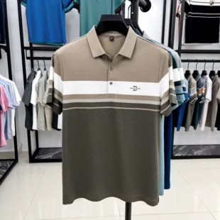 Personality letter embosse men's short sleeve polo shirt high-end brand fashion color blocked striped breathable new T-shirt top 4 kf S30eae2ccbda34aca83207c0485a95c6cd