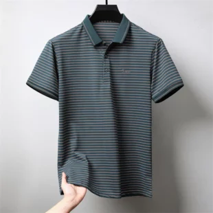 High quality luxury brand short sleeve polo shirt exquisite emboss comfort casual summer lapel T-shirt fashion stripe men's wear 3 kf S420116048a0f4cde8a1260a86f45fd75s