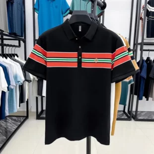 Light luxury letter embroidery polo shirt fashion brand men short sleeve T-shirt new stripe comfort summer breathable casual top 3 kf S422f0637398847938199bcbd02656a69F