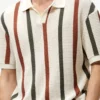 Men's Summer Chunky Knit Short-Sleeve Polo Shirt With Stripes And Contrast Colors, Casual Wear For Daily Outings 6 kf S4d3ab945706e4440b5980453976ca5cfg