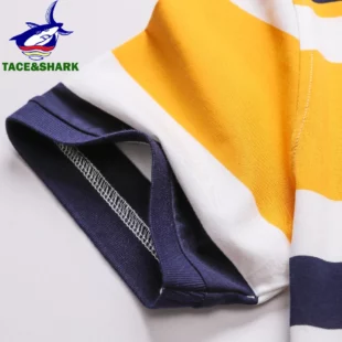 TACE&SHARK 2024 Summer Fashion Yellow Stripes Polo Shirt Brand Shark Camisa Masculina Mens Polos Shirts Clothing 3XL 5 kf S4d60b62ef72d4b54904bd4c7c3ca968fj