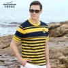 New Straight Men's Short T-shirt Round Neck Bruce&Shark Fashion Men's Stripe Tee Stretch Cotton Summer Breathable Tops Big Size 5 kf S4e03f3ded4b146b0923fd3d89ff8c500G