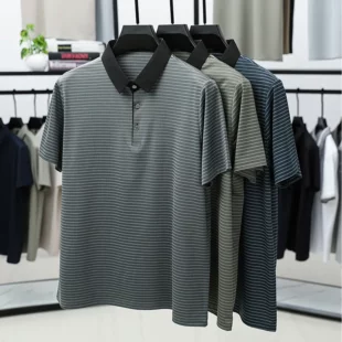 BROWON Brand 2025 Summer Man's Branded Polo Shirt Thin Striped Design Short Sleeve Retro Style Office Work Polo Shirt for Man 5 kf S50581b9e40ad41ecb8df5cb9e48a10b1t