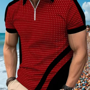 2025 summer POLO shirt button-up color lapel short sleeve men's comfortable fashion fitness sports breathable polo shirt 3 kf S53dc9ef2854b4685885b839f9c5eab12U