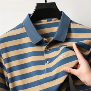 Men's Casual and Fashionable Striped Short Sleeved Polo Shirt Summer Comfortable Sweat Absorbing Breathable and Versatile Top 1 kf S561adc8222a2420fa7a6047ab6ce4b24Q