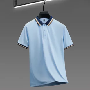 2025 Fashionable Men's Short Sleeved Polo Shirt with Summer Collar and Striped Design, Boutique Top, Casual Business T-shirt 4 kf S58860b1842d641b1bf6bcf707170743bR