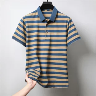 Men's Casual and Fashionable Striped Short Sleeved Polo Shirt Summer Comfortable Sweat Absorbing Breathable and Versatile Top 3 kf S60e7e8c8d3ef488699123f00966350e8t