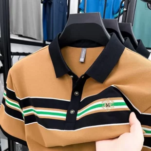 Light luxury letter embroidery polo shirt fashion brand men short sleeve T-shirt new stripe comfort summer breathable casual top 2 kf S723c19aaf62f452bab0ba28b771bf9e97