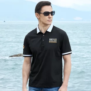New Summer Straight Men's Business Polo Short Sleeved Bruce&Shark Fashion Mercerized Cotton T-shirt Man Breathable Big Size 4XL 3 kf S7b88f9b55881410882626247601dc9ec7