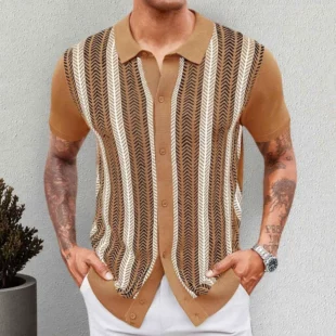 Plus Size Loose Knitted Polo Shirts Men Jacquard Striped Elastic Summer Quality Viscose Silky Breathable Lapel Camisas De Hombre 4 kf S7e02cdb686d8483d915cb4ef04abdda0q