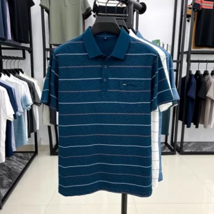 Luxury brand plaid jacquard short sleeve polo shirt fashion letter embroidery pocket classic stripes trend men's new T-shirt top 3 kf S7ed67266f568456593ef4d60e1317799E