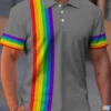 Men's Polo Shirt Lapel Polo Button Up Polos Golf Shirt Rainbow Graphic Prints TurndownStreet Daily Short Sleeves Print Clothing 3 kf S85c29cbd14da4257b4ea39c10a954acaV