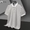 2024 Men's New Striped Cotton Business Casual Short sleeved POLO Shirt Fashion Short sleeved Comfortable and Breathable Top 6 kf S8c3d5e838cc041139ed19612ba95e73fW