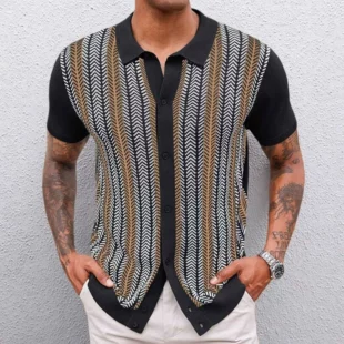 Plus Size Loose Knitted Polo Shirts Men Jacquard Striped Elastic Summer Quality Viscose Silky Breathable Lapel Camisas De Hombre 2 kf S93432c3545f54232b99868139e625475X