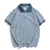 Vintage Summer Men's Collared T-Shirt Retro Chinese National Tide Breton Stripe Casual 100% Cotton Navy Short-Sleeve Polo Shirt 1 kf S97ba6c454ee84fa9abc4477b3c0b4a5et