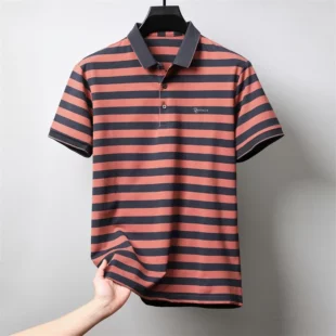 Men's Casual and Fashionable Striped Short Sleeved Polo Shirt Summer Comfortable Sweat Absorbing Breathable and Versatile Top 5 kf S9b12dc936390437a955289a224e0e5fdg