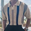 Stylish Striped Hollow Out Knit Polo Shirts Mens Vintage Polo Collar Button Knitted Tops For Men Summer Casual Breathable Polos 2 kf S9b8de49c156d444a950f59ee47d8e71fY
