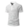 Summer POLO Shirt New Men's Light Luxury Ice Silk Striped Lapel Business Style Casual Short Sleeves 7 kf S9ca6ebbc7e544669ae905c6974faf55dJ