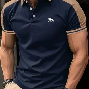 2024 Cross-border summer new European and American muscle men daily casual printed lapel short-sleeved sports Polo shirt 2 kf S9f993561d5bf4b659d7d3e603f0d2c35Z