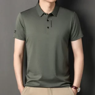 Dad's Top Summer Ice Silk Men's Thin Versatile Breathable Striped POLO Shirt Dad's Casual Short-sleeved Top 3 kf Sa397bc49731d43708a50d5eadff76b049