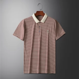 High quality breathable cotton short sleeve men's POLO shirt 2024 summer exquisite brand badge stripe design top soft T-shirt 5 kf Sa62a38dbaa64440f884428549fd978ffP