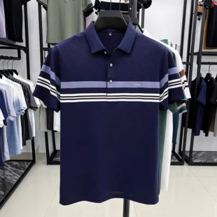 Light luxury brand striped decoration short sleeve polo shirt fashion embossed summer comfort breathable casual men's T-shirt 4 kf Sa7f2e40bb5d44fa5a9517dff670b3aa6o