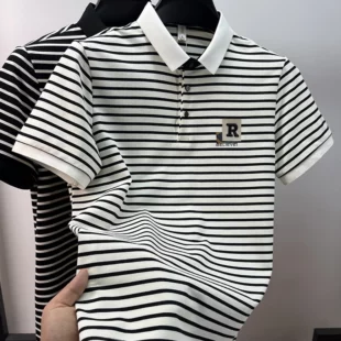 Fashion striped letter embroidered short sleeve polo shirt luxury brand summer new breathable lightweight men's casual T-shirt 2 kf Sa925c3a64fd24a8c8084eabf79b80dedM
