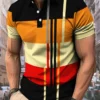 Summer New Men's Short Sleeve Lapel Business Polo Shirt 3D Digital Print Stripe Polo Shirt Sport Button Pullover Casual Tops 4 kf Sac620ec35fae4f3081d72267bec1d0db9