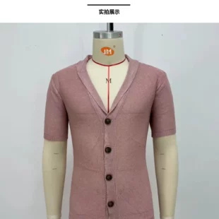 Summer Thin Knitted Cardigan Men's Casual Short Sleeve Polo Shirt Trend Sexy Male Streetwear Loose Vintage Knitwear Tops for Men 4 kf Sb0d09aa0a56c42bbbc62aa6675982ab4m