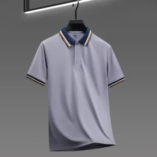 2025 Fashionable Men's Short Sleeved Polo Shirt with Summer Collar and Striped Design, Boutique Top, Casual Business T-shirt 5 kf Sb5a482d7b9a64006881c6f9aac357caef