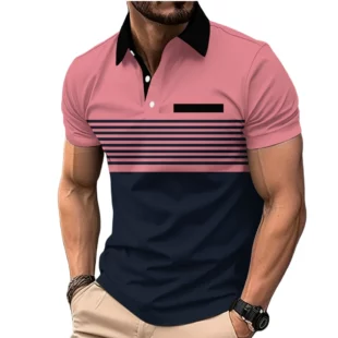 Summer T Shirts for Men 2024 Short Sleeve Men's Clothing Collar 3D Printing Plain Shirt Striped Polo Tees Fashion Pullover Tops 3 kf Sb7fa154ba6e342bd9914deaed334953bZ