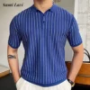 Fashionable Mens Clothing Knit Short Sleeve Polo Shirt 2025 Summer New Casual Striped Crochet Knitted Polos Men Vintage Jumpers 2 kf Sbfd0535c901e486aaf63d91414c476a3A