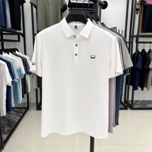 Personality texture striped short sleeve polo shirt men's light luxury brand summer silky breathable fashion embossed T-shirt 5 kf Sca67364f98a04e8492f6c1f938559f0dH