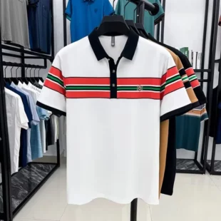 Light luxury letter embroidery polo shirt fashion brand men short sleeve T-shirt new stripe comfort summer breathable casual top 5 kf Scb92f51c2b5940bd806777e5d660877eE