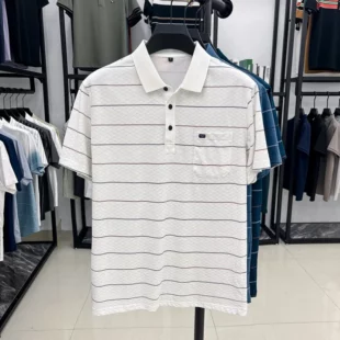 Luxury brand plaid jacquard short sleeve polo shirt fashion letter embroidery pocket classic stripes trend men's new T-shirt top 4 kf Sd3f544613ecb4f80851e22bcf7421181V