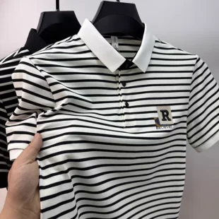 Fashion striped letter embroidered short sleeve polo shirt luxury brand summer new breathable lightweight men's casual T-shirt 1 kf Sd6aab5cca4864d3e9f33386d32a9bad5C