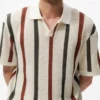 Summer Stripe Color Block Short Sleeve Knitted Casual Polo Shirt Men's Fashion Brand Personality Loose Fit Hollow out Design 6 kf Sda9a7cfa180c440b8d723894920de495W