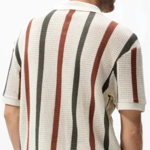 Summer Stripe Color Block Short Sleeve Knitted Casual Polo Shirt Men's Fashion Brand Personality Loose Fit Hollow out Design 2 kf Se5543d2291514fd9b4c299fd4b77c1844