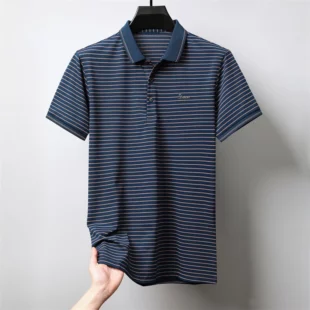 High quality luxury brand short sleeve polo shirt exquisite emboss comfort casual summer lapel T-shirt fashion stripe men's wear 4 kf Se5ceb63fb43f4450b2fa85f7357f9411x