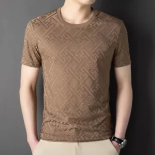 High quality men's short sleeved summer designer boutique jacquard craftsmanship polo business stand up collar T-shirt new style 5 kf Sef12a28546f14f1eb058f9b5dae83efe6