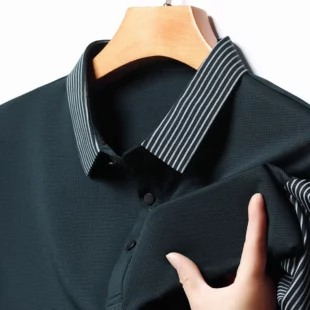 2024 Men's New Patchwork Business Casual Short Sleeved POLO Shirt, Fashionable Short Sleeved Comfortable and Breathable Top 4 kf Sf75962fd6f314845b0acffdb4177146fn