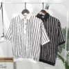 Men's Clothing White Stripe Polo T Shirt Button Down Collar Slim Fit Quick Dry Casual Comfortable Stylish Top for Young Men 7 kf Sfe9264c9c97c4740b98b3f33ff74c22dW